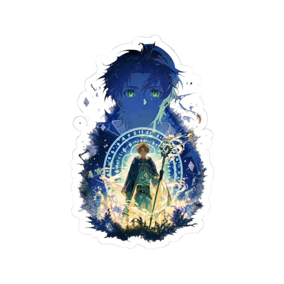 Rudeus Greyrat Mystical Magic Art Sticker | Mushoku Tensei - alternate angle 1, merchandise